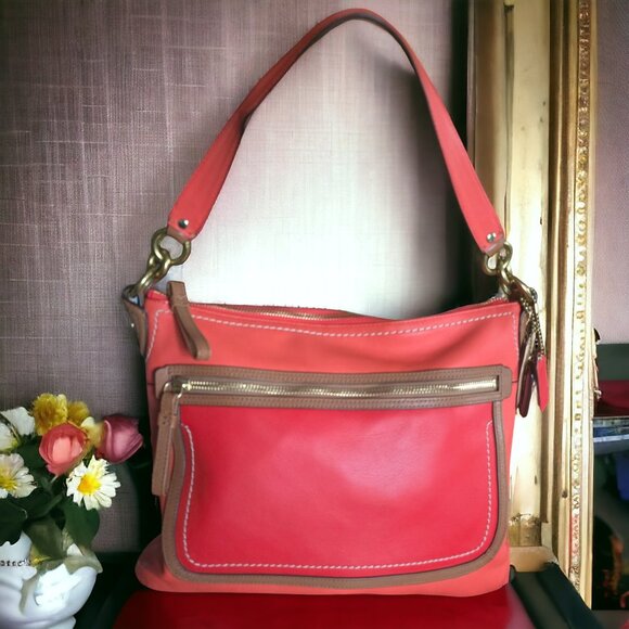 COACH "POPPY" 22432 Leather Color Block Perri Hippie Conv Shoulder/Cross… - Picture 2 of 16